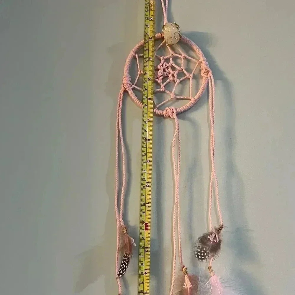 Lorena Espinoza Design handmade dream catcher with gemstone in pink
